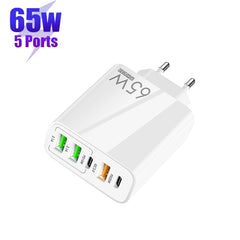 65W Dual PD Type-C + 3 x Cargador de puerto ...