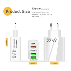 65W Dual PD Type-C + 3 x Cargador de puerto ...