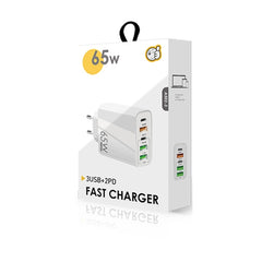 65W Dual PD Type-C + 3 x Cargador de puerto ...