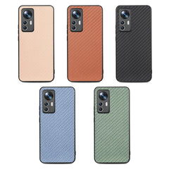 Funda de teléfono de cuero de fibra de carbono para Xiaomi 12T