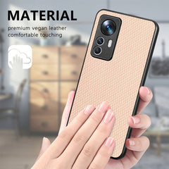 Funda de teléfono de cuero de fibra de carbono para Xiaomi 12T
