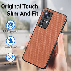 Funda de teléfono de cuero de fibra de carbono para Xiaomi 12T