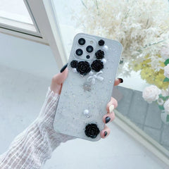 Estuche para teléfono 3D Pearl Bow Rose Glit...