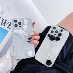 Estuche para teléfono 3D Pearl Bow Rose Glit...