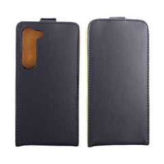Estuche para teléfono de cuero con tapa vert...