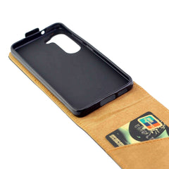 Estuche para teléfono de cuero con tapa vert...