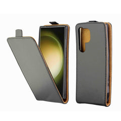 Estuche para teléfono de cuero con tapa vert...
