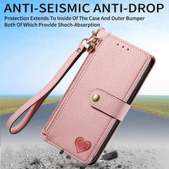 Estuche para teléfono de cuero Love Zipper L...