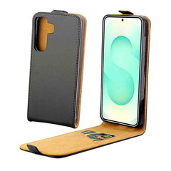 Estuche para teléfono de cuero con tapa vert...