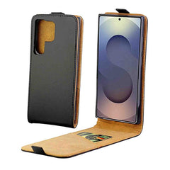 Estuche para teléfono de cuero con tapa vert...