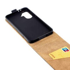 Estuche para teléfono de cuero con tapa vert...