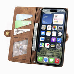 Estuche de teléfono de cuero con hebilla lat...