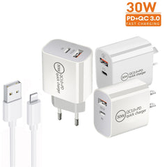 Cargador de puerto dual USB PD30W USB-C / Ty...