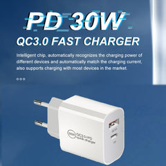 Cargador de puerto dual USB PD30W USB-C / Ty...