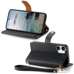 Funda para teléfono de cuero con cordón y cr...
