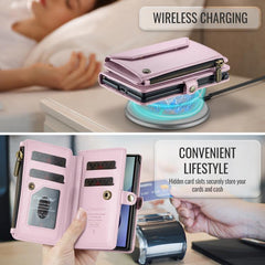 Estuche para teléfono de cuero antirrobo con...