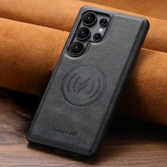 Funda magnética de piel de vaca para teléfon...
