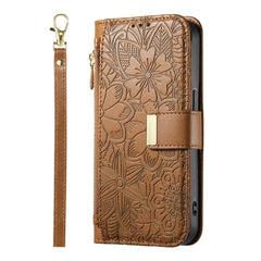 Cartera de piel con cremallera y estampado d...