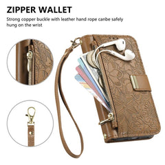Cartera de piel con cremallera y estampado d...