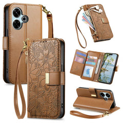 Cartera de piel con cremallera y estampado d...
