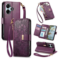 Cartera de piel con cremallera y estampado d...