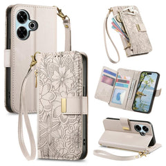 Cartera de piel con cremallera y estampado d...