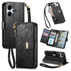 Cartera de piel con cremallera y estampado d...