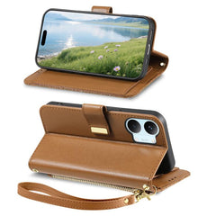 Cartera de piel con cremallera y estampado d...