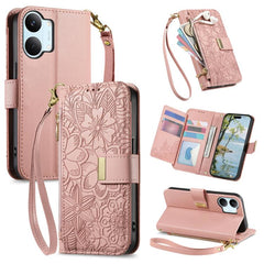 Cartera de piel con cremallera y estampado d...