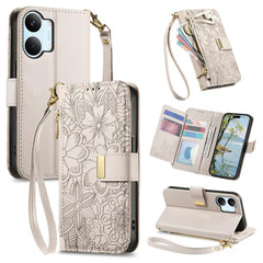 Cartera de piel con cremallera y estampado d...