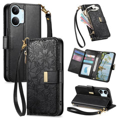Cartera de piel con cremallera y estampado d...