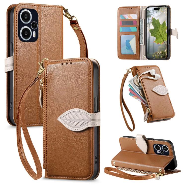 Cartera de piel con cierre de hebilla de hoj...