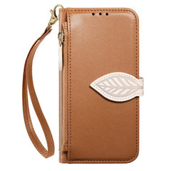 Cartera de piel con cierre de hebilla de hoj...