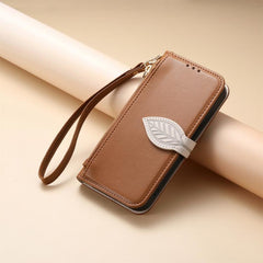 Cartera de piel con cierre de hebilla de hoj...