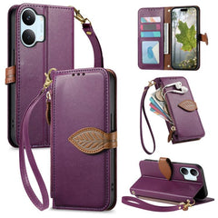 Cartera de piel con cierre de hebilla de hoj...