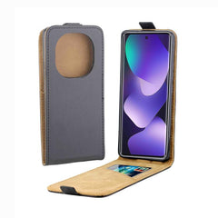 Estuche vertical de piel con tapa y ranura p...