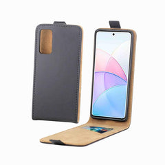 Estuche vertical de piel con tapa y ranura p...