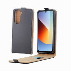 Estuche vertical de piel con tapa y ranura p...