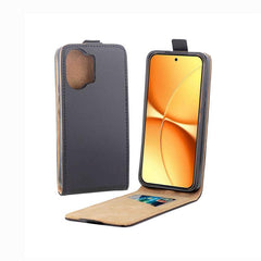 Estuche vertical de piel con tapa y ranura p...