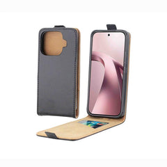Estuche vertical de piel con tapa y ranura p...