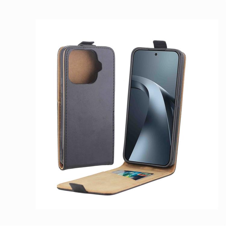 Estuche vertical de piel con tapa y ranura p...