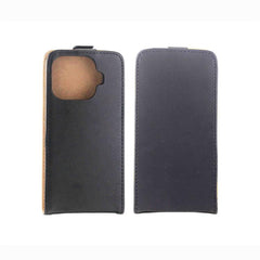 Estuche vertical de piel con tapa y ranura p...