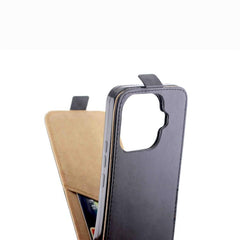 Estuche vertical de piel con tapa y ranura p...