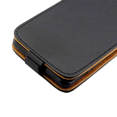 Estuche vertical de piel con tapa y ranura p...