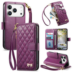 Cartera con cremallera de textura romboidal,...