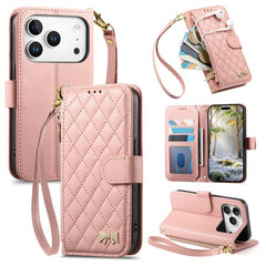 Cartera con cremallera de textura romboidal,...