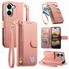 Cartera con cremallera y diseño de corazón d...