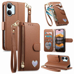 Cartera con cremallera y diseño de corazón d...