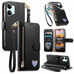 Cartera con cremallera y diseño de corazón d...