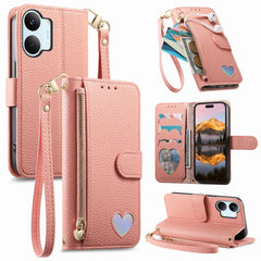 Cartera con cremallera y diseño de corazón d...